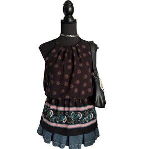 black floral peplum cami